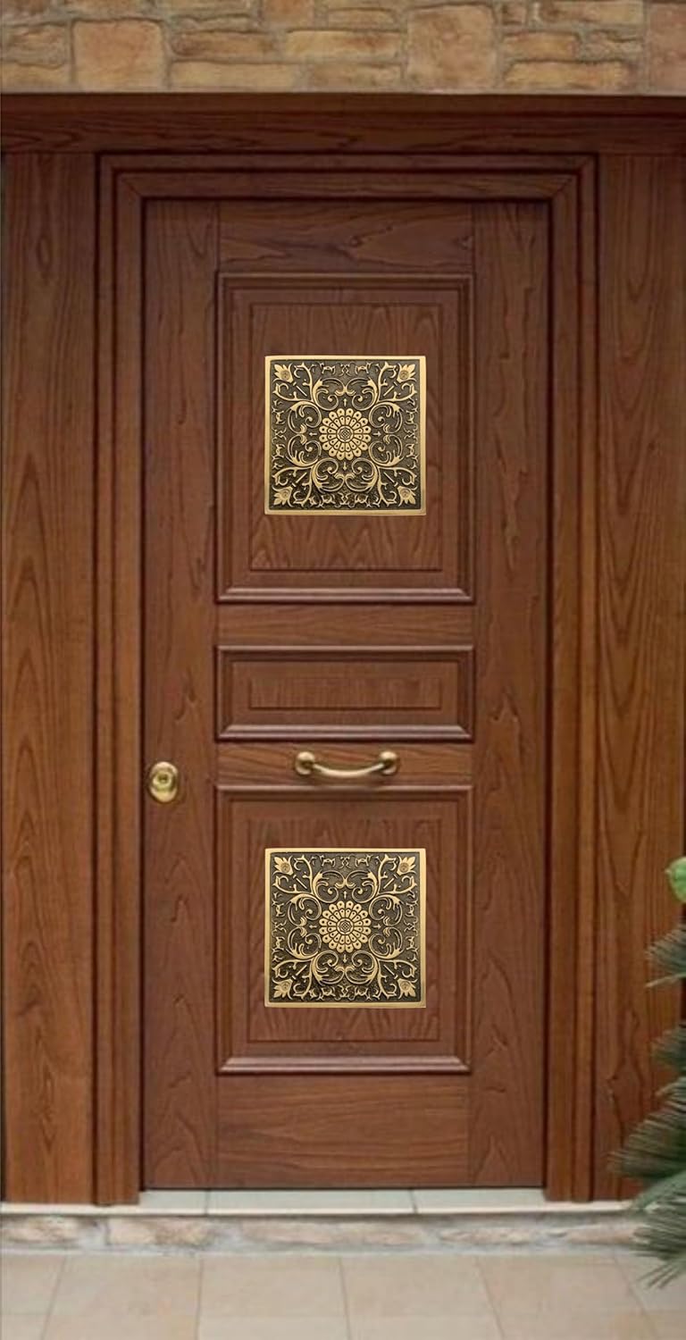 DEVDECOR , Brass Decorative Door Plate – 4 inch Traditional Floral Design Door Accessory for Main Door, Home Entrance & Temple Décor - Image 5