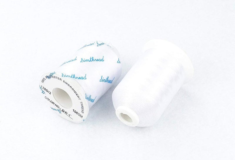 simthread 6 Polyester White Machine Embroidery Threads 1000M(1100Yards) Compatible with Brother, Babylock, Janome, Pfaff, Singer, Bernina and Other Home Machines (White) - Image 3