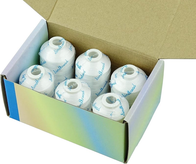 simthread 6 Polyester White Machine Embroidery Threads 1000M(1100Yards) Compatible with Brother, Babylock, Janome, Pfaff, Singer, Bernina and Other Home Machines (White) - Image 4