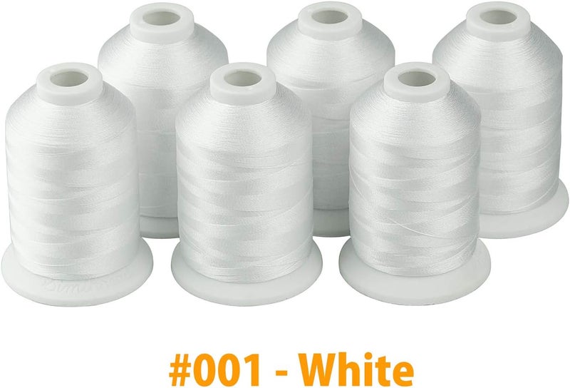 simthread 6 Polyester White Machine Embroidery Threads 1000M(1100Yards) Compatible with Brother, Babylock, Janome, Pfaff, Singer, Bernina and Other Home Machines (White) - Image 2