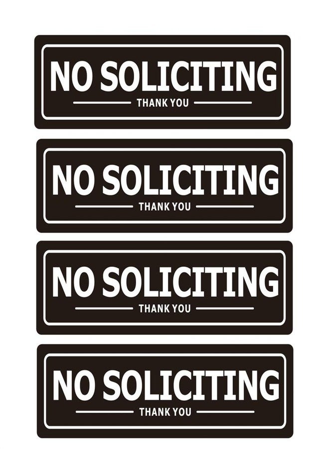 MongFun No Soliciting Sign for House Door - Self-Adhesive Metal Signs for Home Office Business Wall - Weather Resistant Aluminum Signboard (Set of 4, Black 7x2 inches) - Image 1