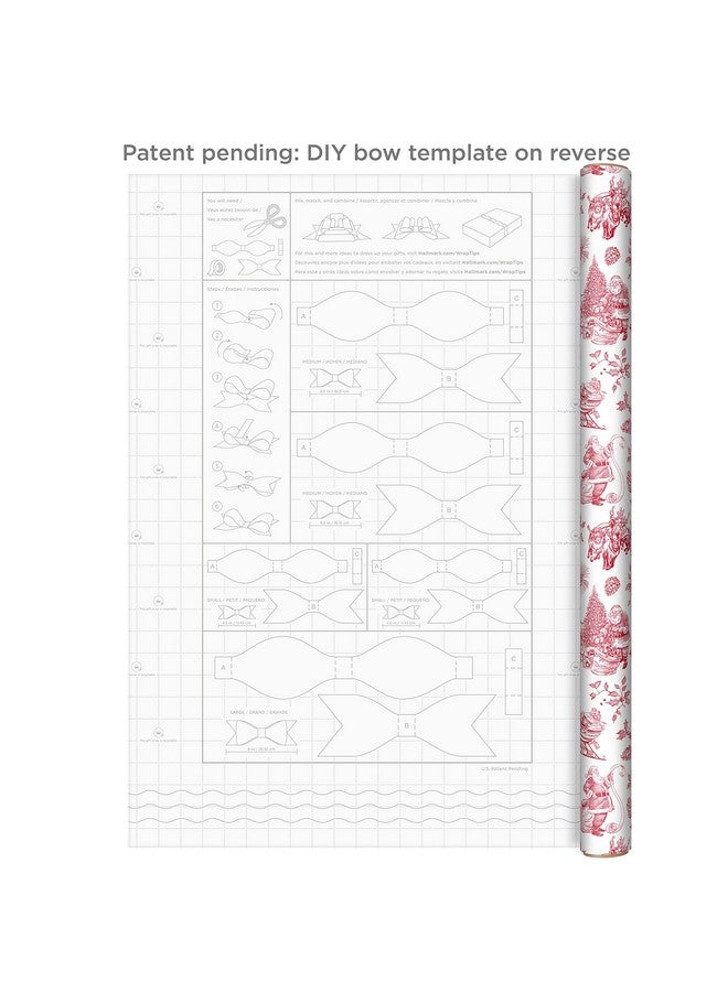 Hallmark Holiday Plaid Wrapping Paper with Cutlines and Optional DIY Bow Templates on Reverse (3-Pack: 120 Sq. Ft. Ttl) Red Toile, Black Buffalo Check, Plaid for Christmas, Birthdays, Weddings, Crafts - Image 4