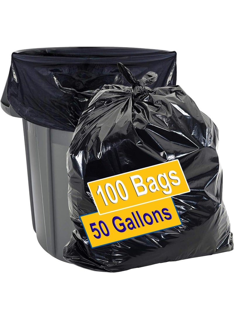 Purfex Garbage Bags, 100pcs Strong Bin Bags 75cm X 95cm (50 Gallon), Disposable Junk/Trash/Rubbish Bags, Bio-Degradable Heavy Duty Waste/Dust Bin Liners for Kitchen, Home & Office - Image 1
