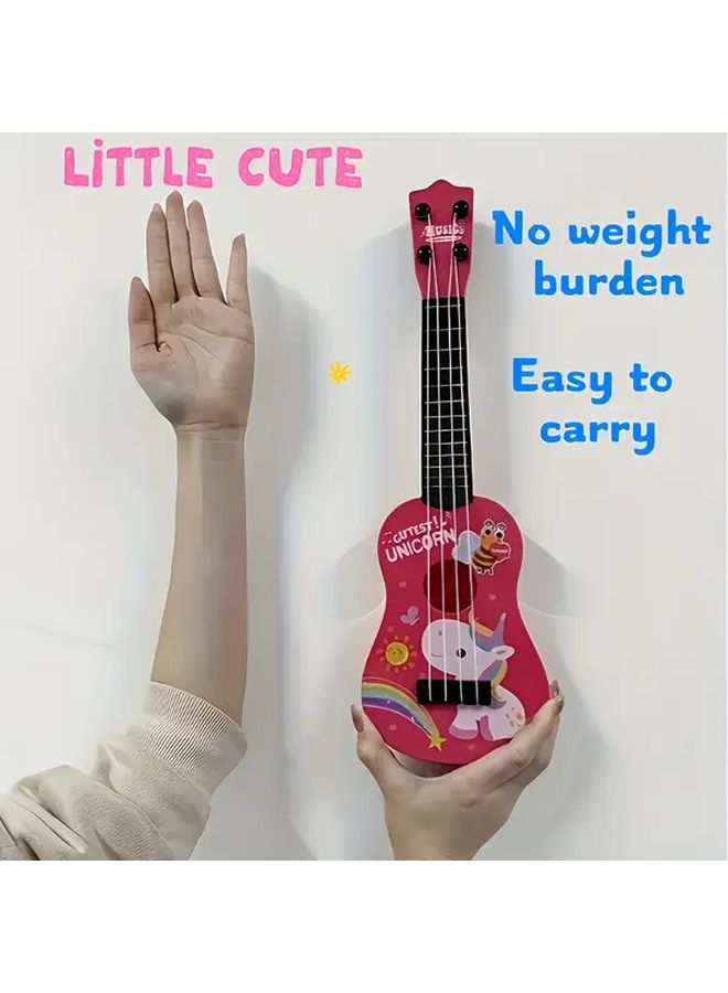 غيتار يوكيلي لعبة للأطفال مع وحدة تغيير الألوان باللون الوردي - تعليمي لتعلم الموسيقى - Image 4