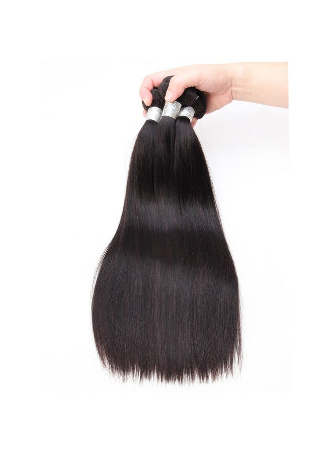 PIDIAUE 12A Straight Human Hair Bundles Weave Brazilian Remy Hair Bundles Straight 14 16 18 Inch Real 100% Unprocessed Virgin Hair 3 Bundles Extensions Natural Color - Image 1