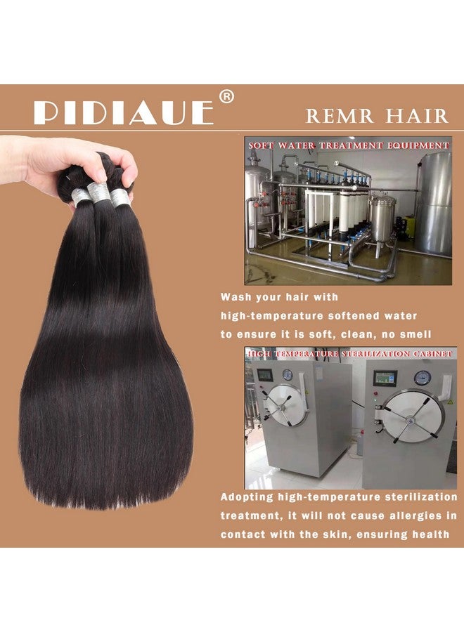 PIDIAUE 12A Straight Human Hair Bundles Weave Brazilian Remy Hair Bundles Straight 14 16 18 Inch Real 100% Unprocessed Virgin Hair 3 Bundles Extensions Natural Color - Image 5
