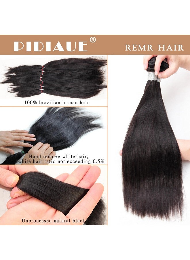 PIDIAUE 12A Straight Human Hair Bundles Weave Brazilian Remy Hair Bundles Straight 14 16 18 Inch Real 100% Unprocessed Virgin Hair 3 Bundles Extensions Natural Color - Image 3