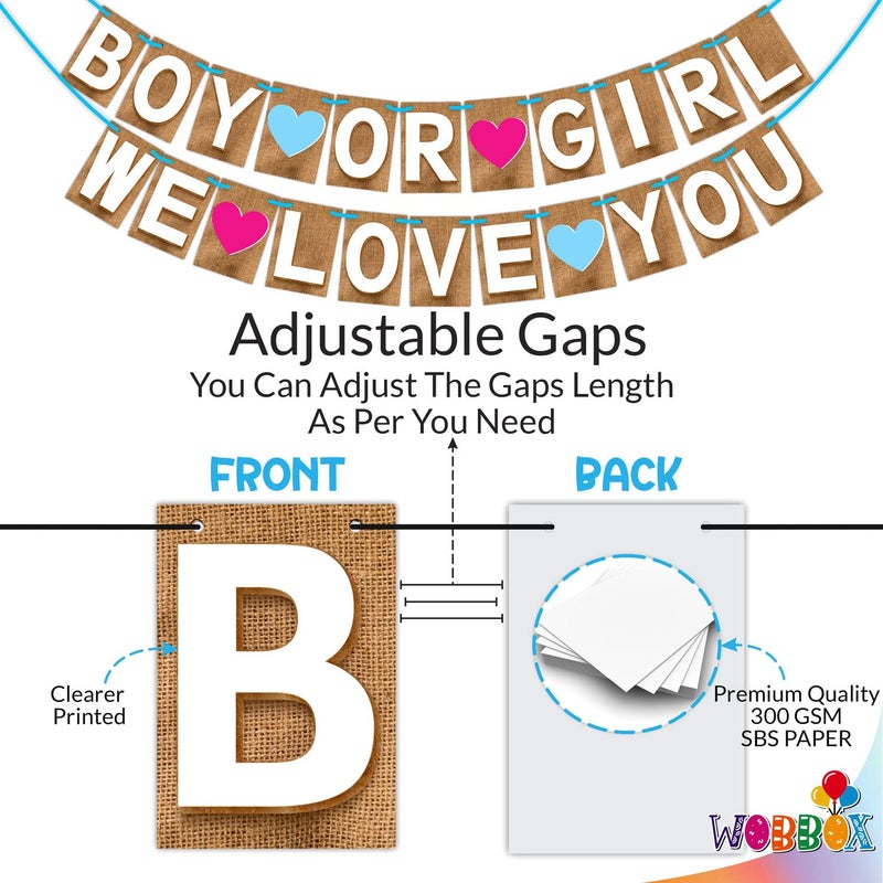 WOBBOX Baby Shower Combo of Party Props 28 Pcs & Jute Style Boy Or Girl We Love You Bunting Banner, with Mum to be Light Pink Sash Baby Shower Decoration Item (Pack of 3) - Image 3