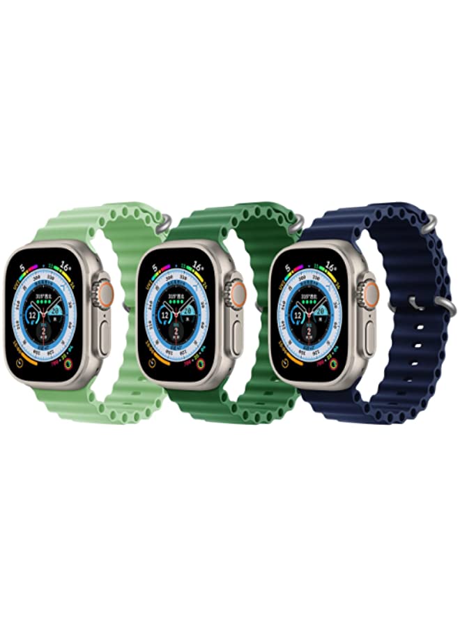 IAF Silicone Ocean Band Strap for Apple Watch 38/40/41mm Mint Green/Dark Green/Dark Blue Set of 3