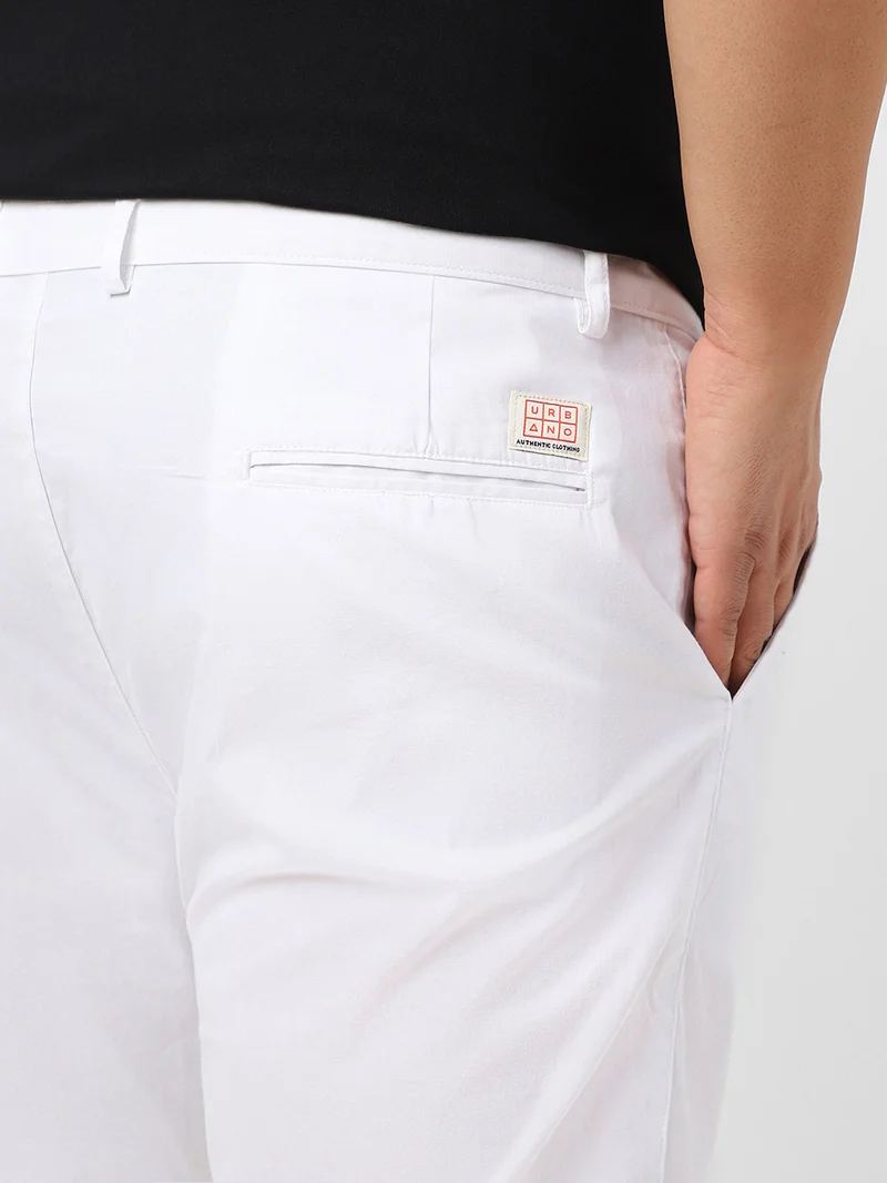 Urbano Fashion  Urbano Plus Men's White Cotton Regular Fit Casual Chinos Trousers for Men | Best Price UAE