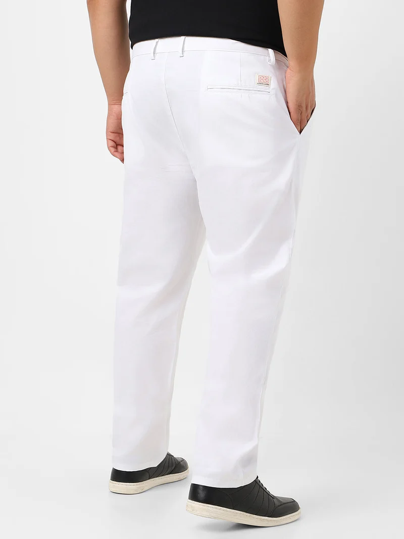 Urbano Fashion  Urbano Plus Men's White Cotton Regular Fit Casual Chinos Trousers for Men | Best Price UAE