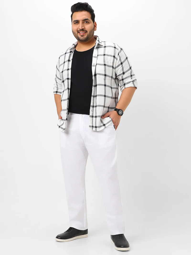 Urbano Fashion  Urbano Plus Men's White Cotton Regular Fit Casual Chinos Trousers for Men | Best Price UAE
