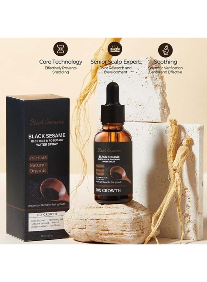 Black Sesame Black Rice u0026 Rosemary Water Spray, Black Sesame Hair Growth Serum, Black Sesame Serum 10X Hair Growth, 30ml