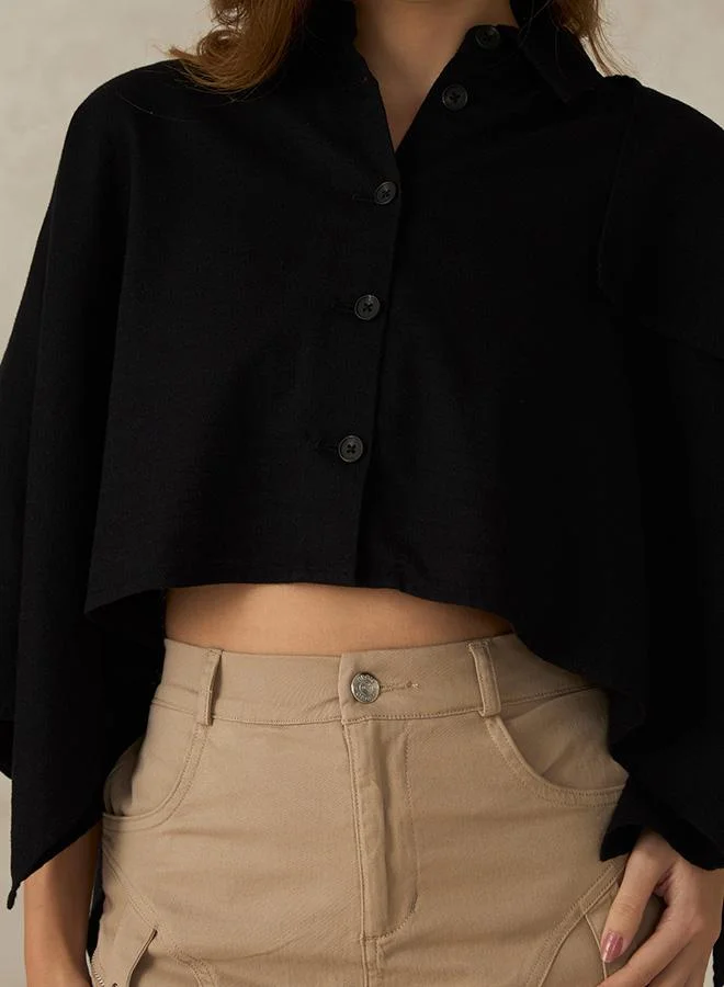 Virgio 100% Cotton Crop Trench Coat Cape