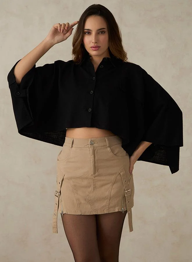 Virgio 100% Cotton Crop Trench Coat Cape