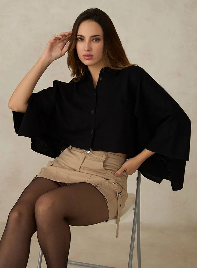 فيرجيو 100% Cotton Crop Trench Coat Cape