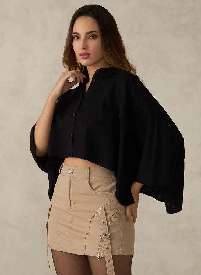 Virgio 100% Cotton Crop Trench Coat Cape