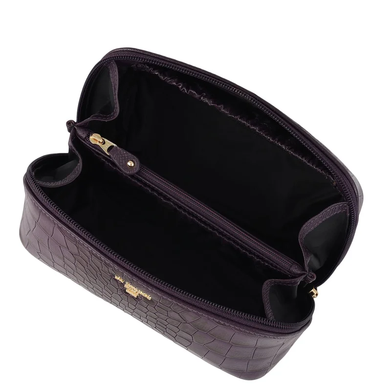 Da Milano  Croco Leather Vanity Pouch - Grapevine  | Best Price UAE