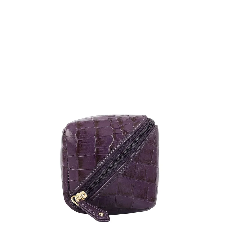 Da Milano  Croco Leather Vanity Pouch - Grapevine  | Best Price UAE