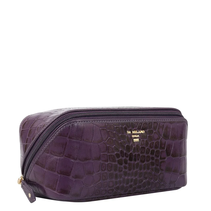 Da Milano  Croco Leather Vanity Pouch - Grapevine  | Best Price UAE