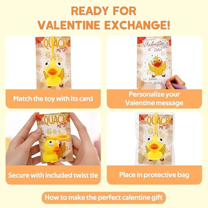 Kiddokids 28 Valentines Day Gift Cards with Popping out Eyes Stress Relief Pop Eyes Squeeze for Kids School Classroom Valentines Exchange Gift - Image 4