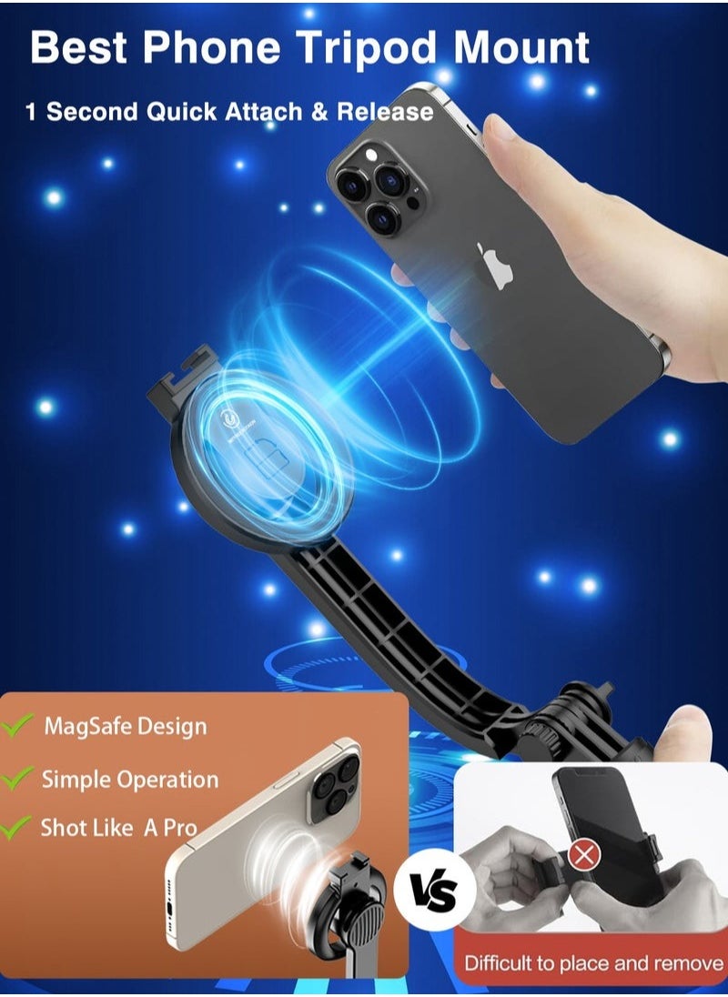 XiuWoo - MagStick Selfie Stick Tripod Compatible with MagSafe, 42" Extendable Magnetic Cell Phone Tripod Stand with Wireless Remote, Tripod for iPhone 15 14 13 12 & All Phones - Image 1