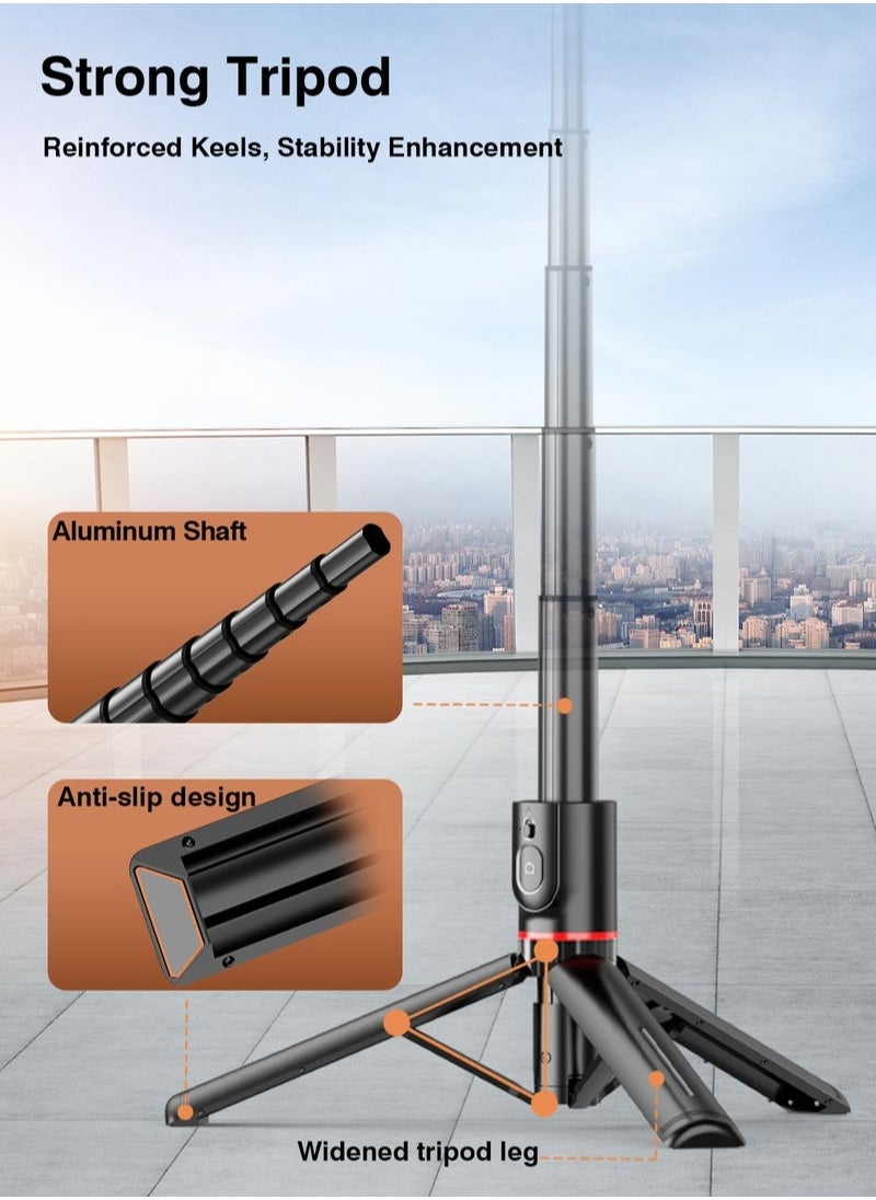 XiuWoo - MagStick Selfie Stick Tripod Compatible with MagSafe, 42" Extendable Magnetic Cell Phone Tripod Stand with Wireless Remote, Tripod for iPhone 15 14 13 12 & All Phones - Image 1