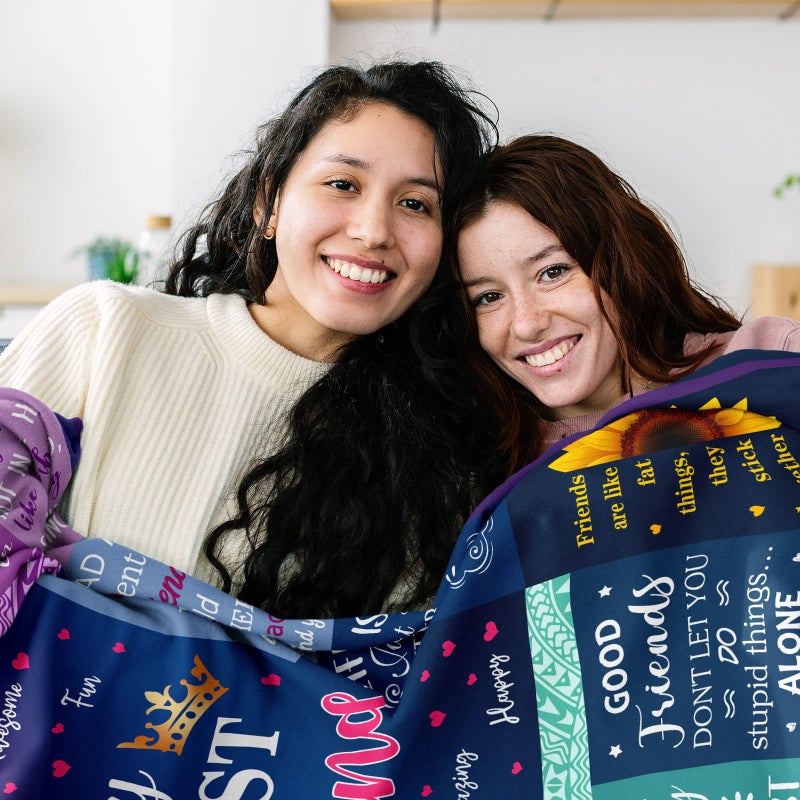 Gevuto Best Friend Blanket - Bestie Birthday Gifts for Women - Friendship Throw 60""X80"" - Friendship Gifts - Image 4