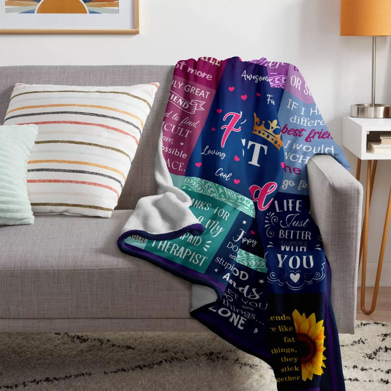 Gevuto Best Friend Blanket - Bestie Birthday Gifts for Women - Friendship Throw 60""X80"" - Friendship Gifts - Image 5