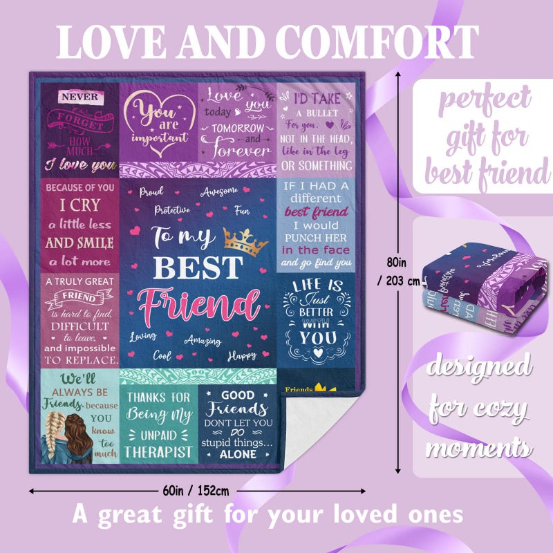 Gevuto Best Friend Blanket - Bestie Birthday Gifts for Women - Friendship Throw 60""X80"" - Friendship Gifts - Image 3