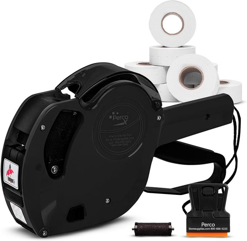 Perco X 1 Line Dater Gun with Labels Kit - 1 Line Label Gun with 9000 White Blank Labels, and an Extra Inker - Image 1