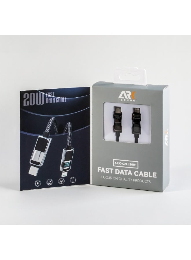ARKTechno ARK-C2LL2001 Magnetic Absorber Data Cable 1M — 20W Fast Charging USB-C to Lightning Cable with LED Light, 480Mbps High-Speed Transfer, 10,000+ Bend Lifespan, Safe & Durable Charge & Sync Cord - Image 4