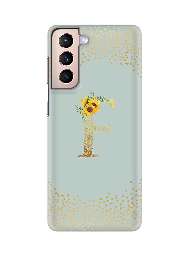 Stylizedd Monogram Slim Cover for Samsung Galaxy S21 Plus 5G Case Custom Initials Letter Floral Pattern Snap Series Mobile Cover Matte Alphabet  - F (Light Green) - Image 1