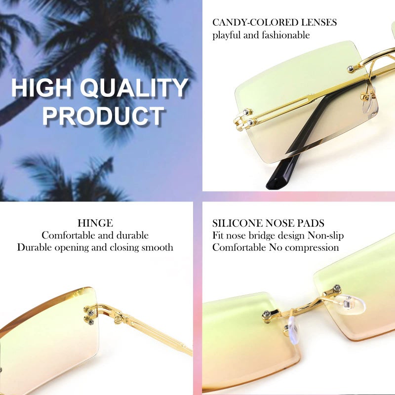 FEISEDY FEISEDY Vintage Rimless Sunglasses Rectangle Frameless Candy Color Glasses Women Men B2642  - Image 5