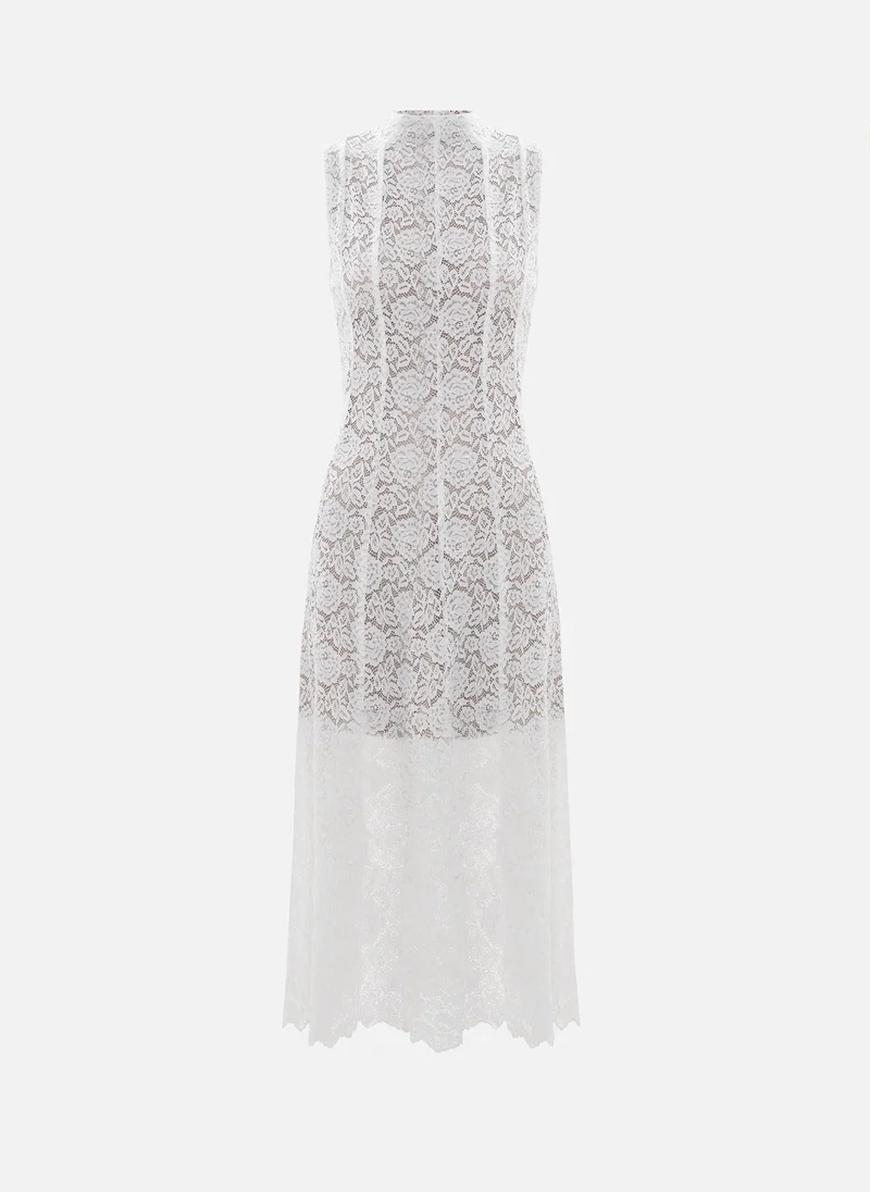 Lichi Guipure midi dress with high collar