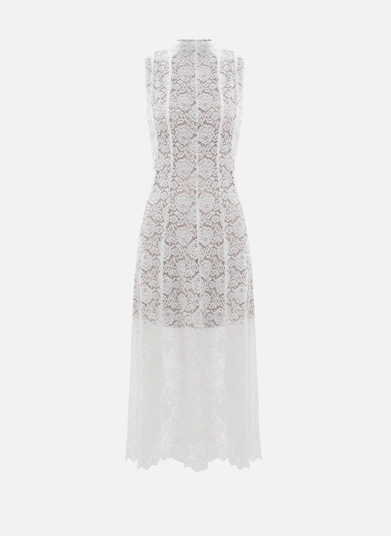 ليتشي فستان ميدي من قماش الغيبور مع ياقة عالية