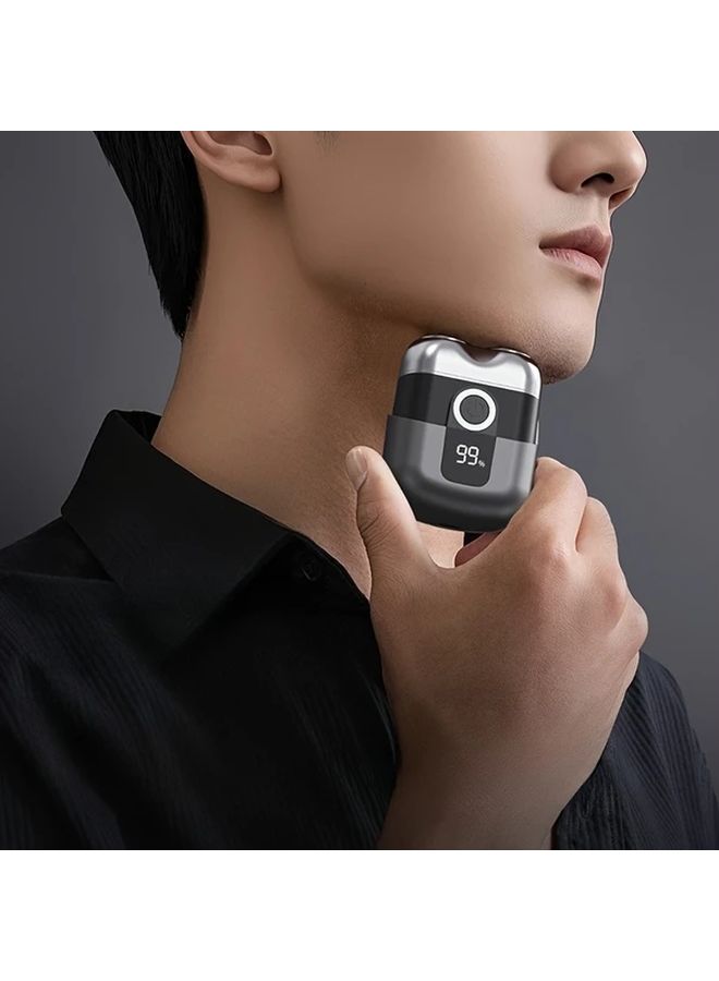 Black Mini Electric Shaver USB Charging Portable Double Edged Floating Head Clean Shaving Men Gift - Image 1