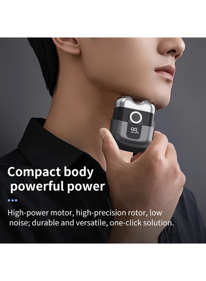 Black Mini Electric Shaver USB Charging Portable Double Edged Floating Head Clean Shaving Men Gift - Image 5