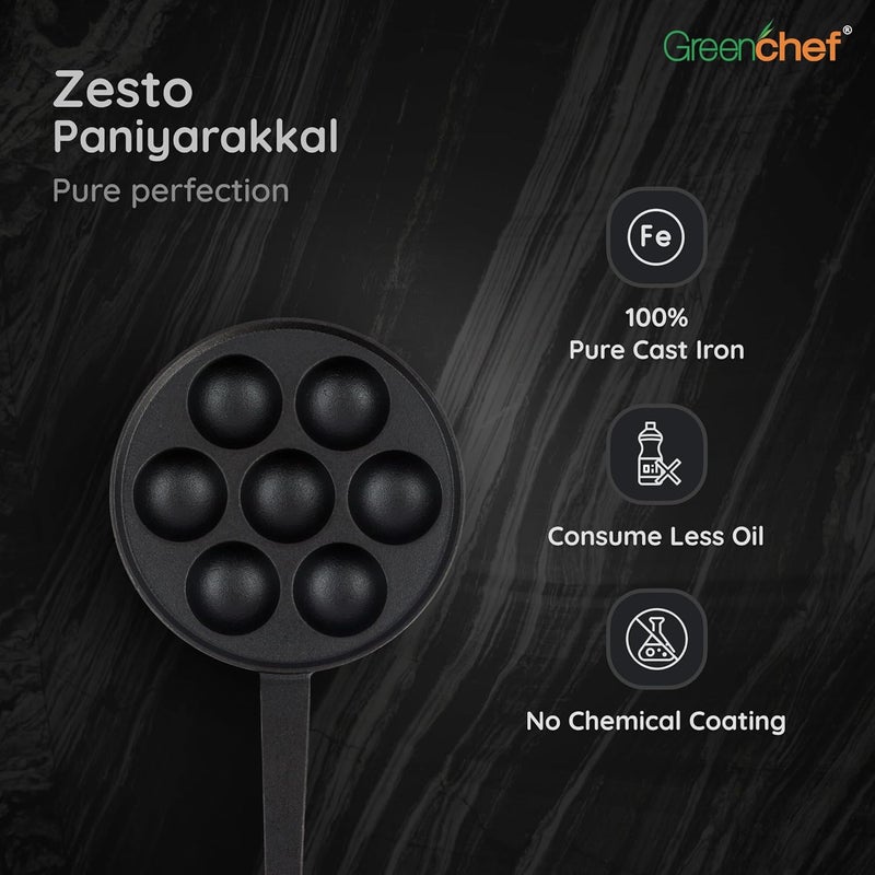 Greenchef pre Seasoned Cast Iron Paniyarakal 7 Pits - Zesto - Image 4