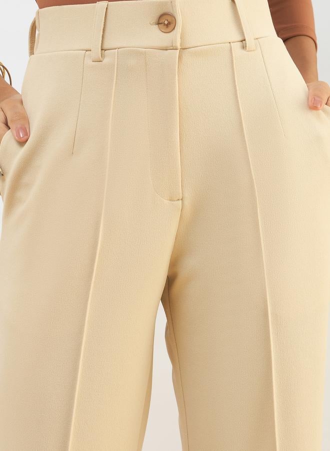 SASSAFRAS Beige Front Dart Straight Leg Pants - Image 4