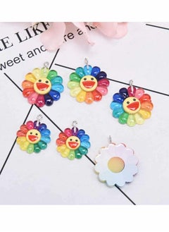 SYOSI Colorful Transparent Smiley, Sunflower Charms Sun Flower, Pendants Resin Sun Flower, Pendants Charms Sun Sunflower Collection Crafts, for DIY Bracelet Necklace Earring Keychain Making 50 Pcs  - Image 4