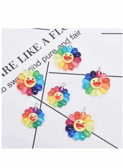 SYOSI Colorful Transparent Smiley, Sunflower Charms Sun Flower, Pendants Resin Sun Flower, Pendants Charms Sun Sunflower Collection Crafts, for DIY Bracelet Necklace Earring Keychain Making 50 Pcs  - Image 5