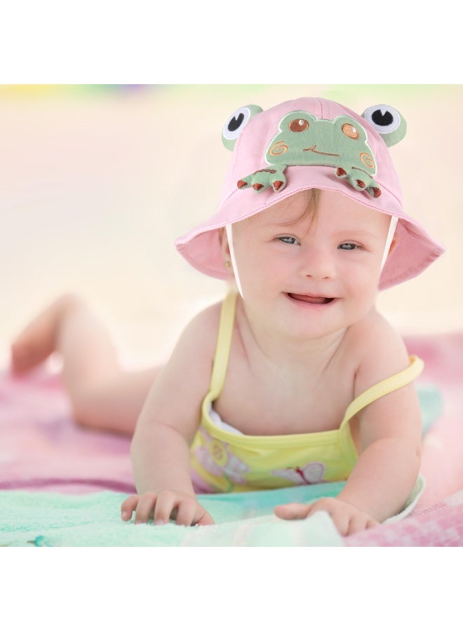 SANMUGEED Baby Sun Hat Infant Frog Hat Toddler Bucket Hats Wide Brim Baby Hats Cotton Cap for Boys Girls - Image 5