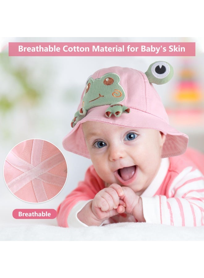 SANMUGEED Baby Sun Hat Infant Frog Hat Toddler Bucket Hats Wide Brim Baby Hats Cotton Cap for Boys Girls - Image 4