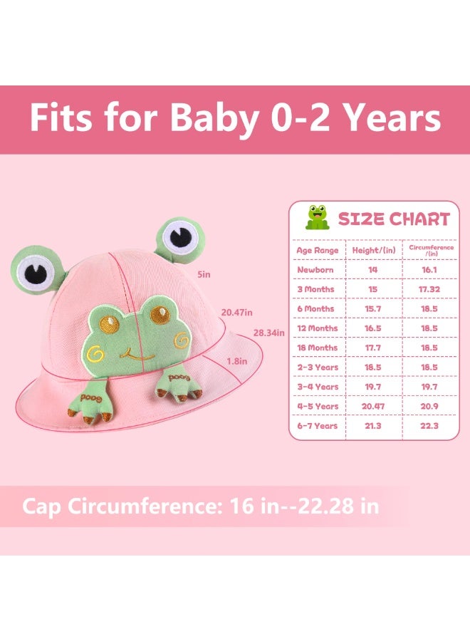 SANMUGEED Baby Sun Hat Infant Frog Hat Toddler Bucket Hats Wide Brim Baby Hats Cotton Cap for Boys Girls - Image 3
