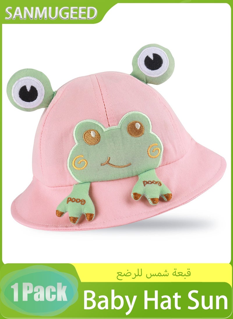 SANMUGEED Baby Sun Hat Infant Frog Hat Toddler Bucket Hats Wide Brim Baby Hats Cotton Cap for Boys Girls - Image 1