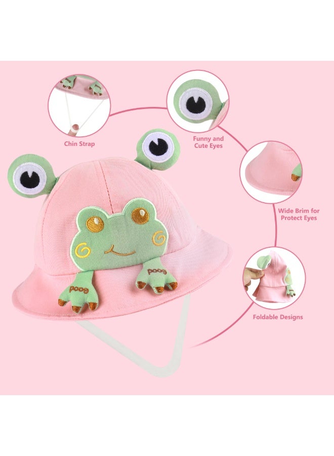 SANMUGEED Baby Sun Hat Infant Frog Hat Toddler Bucket Hats Wide Brim Baby Hats Cotton Cap for Boys Girls - Image 2