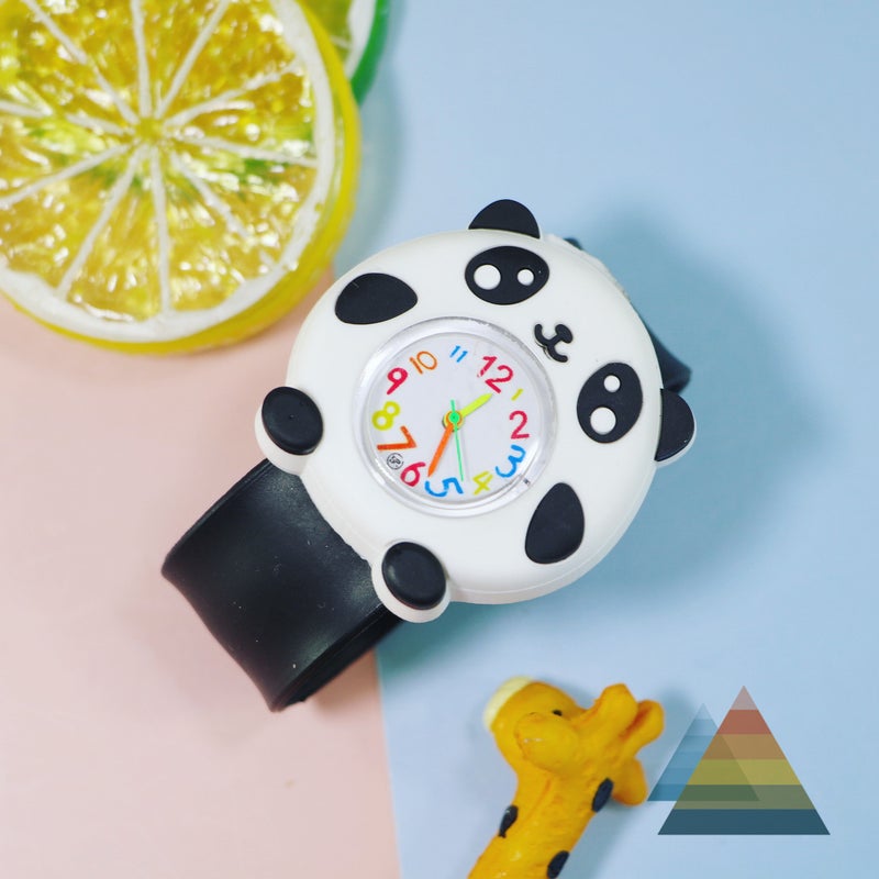 Creative Kids Cartoon Animal Slap Watches Panda Black 
