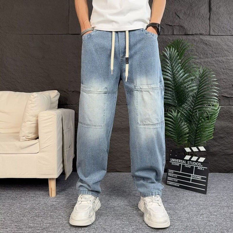 Unisex Classic Denim Jeans Loose Fit Daily Outdoor Wear - Image 1