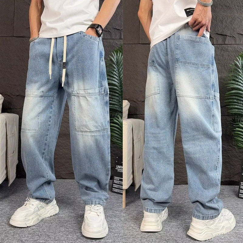 Unisex Classic Denim Jeans Loose Fit Daily Outdoor Wear - Image 2